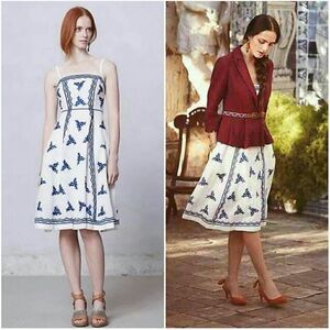 Anthropologie Moulinette Soeurs Embroidered Strapless Lidia linen dress size 2